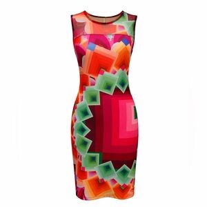 Desigual Multicolor Geometric Midi Dress